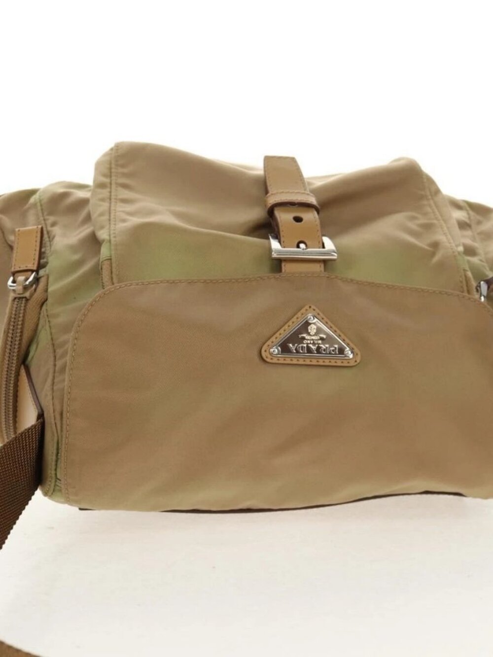 PRADA Shoulder Bag Nylon Khaki Silver Auth fm4987 - Picture 7 of 16